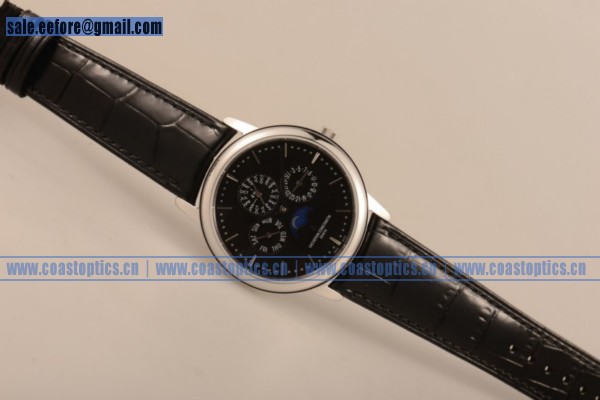 Perfect Replica Vacheron Constantin Patrimony Perpetual Calendar Watch Steel 47113/000-001blk (AAAF)